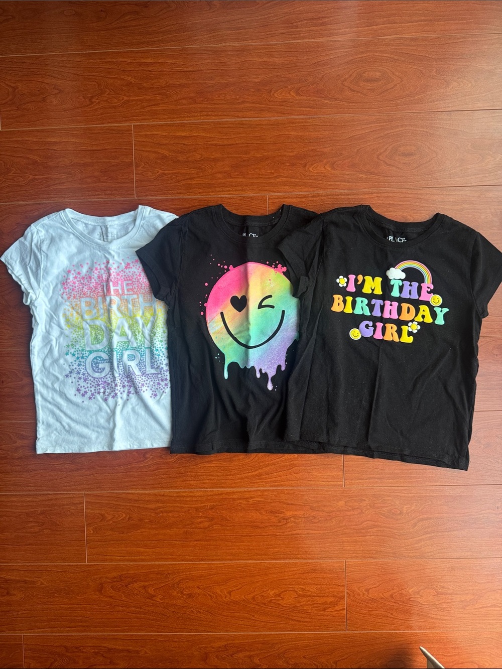 The Children's Place Girls' Birthday Graphic Tee Trio - Black & White